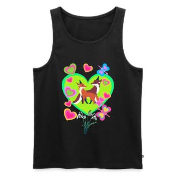 Retro Fox Foxes Vintage 80s 90s Vixen - Men's Premium Organic Tank Top - black - Front - AI Model Male 178 light (178cm)
