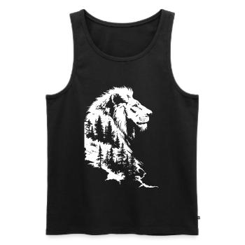 Lion Nature Forest Mountains Lion Head - Men's Premium Organic Tank Top - black - Front - AI Model Male 178 light (178cm)