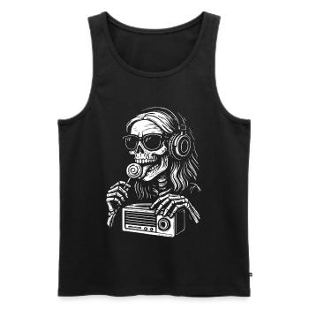 Skeleton DJ Radio Black White - Men's Premium Organic Tank Top - black - Front - AI Model Male 178 light (178cm)