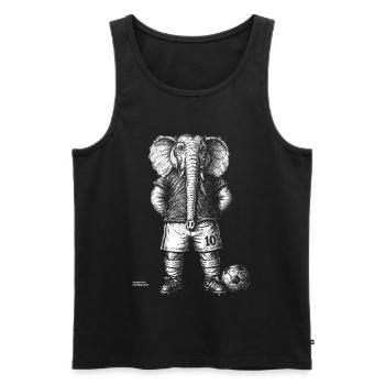 Elephant with football for black/dark shirts - Men's Premium Organic Tank Top - black - Front - Michal (187cm)