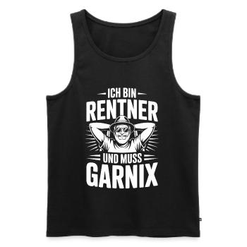 Ich bin Rentner und muss Garnix - Männer Premium Bio Tank Top - Schwarz - Vorne - AI Model Male 178 light (178cm)