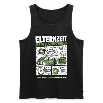 Elternzeit Mein Superpower-Up - Männer Premium Bio Tank Top - Schwarz - Vorne - Michal (187cm)