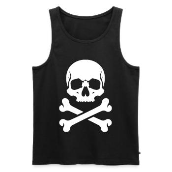 Skull and Bones Pirate Print - Men's Premium Organic Tank Top - black - Front - Michal (187cm)