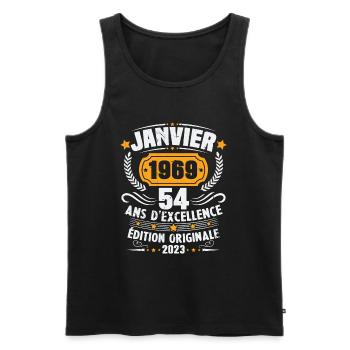 Cadeau D'anniversaire 54 Ans Janvier 1969 Vintage - Débardeur bio Premium Homme - noir - Devant - Michal (187cm)
