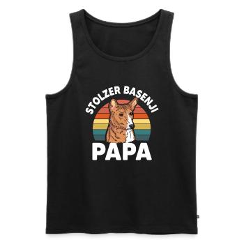 Stolzer Basenji Papa - Männer Premium Bio Tank Top - Schwarz - Vorne - Michal (187cm)