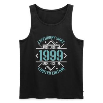 Legendary since January 1999 limited edition - Men's Premium Organic Tank Top - black - Front - Michal (187cm)