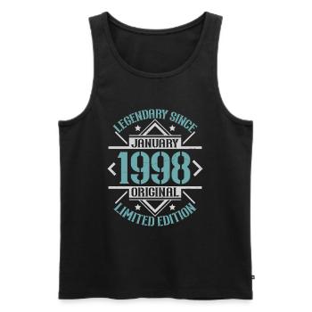 Legendary since January 1998 limited edition - Men's Premium Organic Tank Top - black - Front - Michal (187cm)