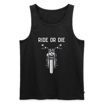 Rouler ou mourir - Débardeur bio Premium Homme - noir - Devant - AI Model Male 178 light (178cm)