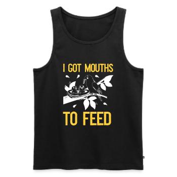 Bird feeds nestling - parents - Men's Premium Organic Tank Top - black - Front - AI Model Male 178 light (178cm)