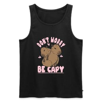 Capybara Don't Worry Be Capy Panama-Capybara - Männer Premium Bio Tank Top - Schwarz - Vorne - AI Model Male 178 light (178cm)