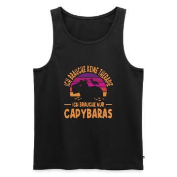 Ich Brauche Keine Therapie Brauche Nur Capybaras - Männer Premium Bio Tank Top - Schwarz - Vorne - Michal (187cm)