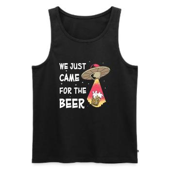 Lustige Aliens - We just came for the beer - UFO - Männer Premium Bio Tank Top - Schwarz - Vorne - AI Model Male 178 light (178cm)