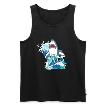 Great White Shark in the jump - Men's Premium Organic Tank Top - black - Front - Michal (187cm)