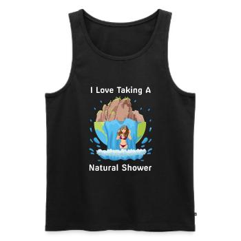 Woman Under Waterfall - Natural Shower - Men's Premium Organic Tank Top - black - Front - AI Model Male 178 light (178cm)
