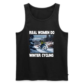 Echte Frauen Fahren im Winter Rad Mountainbike - Männer Premium Bio Tank Top - Schwarz - Vorne - Michal (187cm)