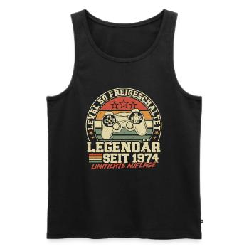 Level 50 Freigeschaltet Legendär seit 1974 - Männer Premium Bio Tank Top - Schwarz - Vorne - Michal (187cm)