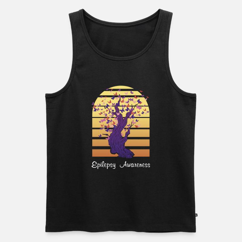Schmetterlinge formen Baum: Epilepsiebewusstsein - Männer Premium Bio Tank Top - Schwarz