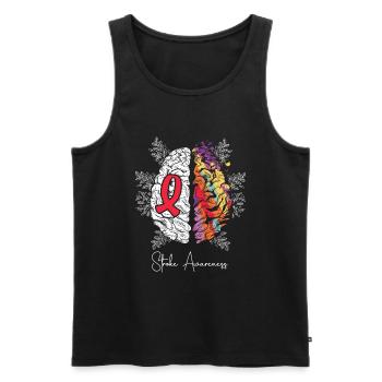 Gehirn & Rotes Band: Schlaganfallbewusstsein - Männer Premium Bio Tank Top - Schwarz - Vorne - AI Model Male 178 light (178cm)