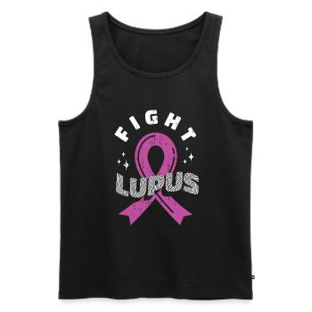 Guerrier Lupus : Icône de ruban violet - Débardeur bio Premium Homme - noir - Devant - Michal (187cm)