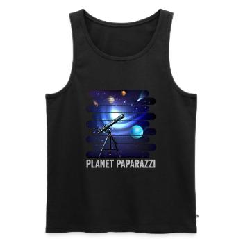 Planète Paparazzi : capturer les merveilles cosmiques - Débardeur bio Premium Homme - noir - Devant - AI Model Male 178 light (178cm)