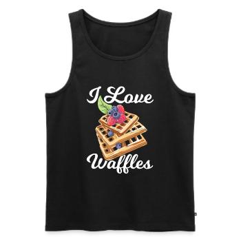 Waffle Love - Gaufre Belge - Débardeur bio Premium Homme - noir - Devant - AI Model Male 178 light (178cm)