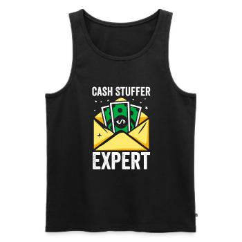 Cash Filler Expert - Budgétisation du portefeuille d’argent - Débardeur bio Premium Homme - noir - Devant - AI Model Male 178 light (178cm)