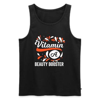 Motif Booster de Beauté à la Vitamine A - Débardeur bio Premium Homme - noir - Devant - Michal (187cm)