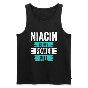 La niacine est ma pilule de pouvoir - Débardeur bio Premium Homme - noir - Devant - Michal (187cm)