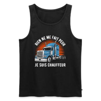 Rien ne me fait peur je suis chauffeur cadeau - Débardeur bio Premium Homme - noir - Devant - Michal (187cm)