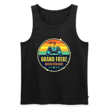 Futur Grand Frère Annonce Naissance Geek Gamer - Débardeur bio Premium Homme - noir - Devant - AI Model Male 178 light (178cm)