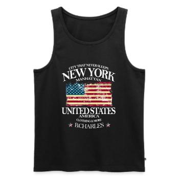 New York - Männer Premium Bio Tank Top - Schwarz - Vorne - Michal (187cm)