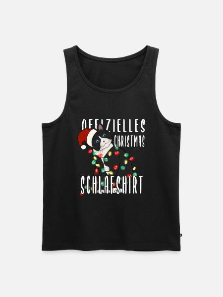 Cat Christmas Sleeping Shirt - Men's Premium Organic Tank Top - black
