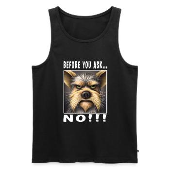 Before you ask no - Männer Premium Bio Tank Top - Schwarz - Vorne - AI Model Male 178 light (178cm)