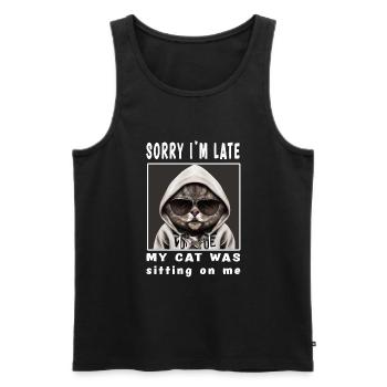 Sorry i'm late my cat was sitting on me - Männer Premium Bio Tank Top - Schwarz - Vorne - Michal (187cm)