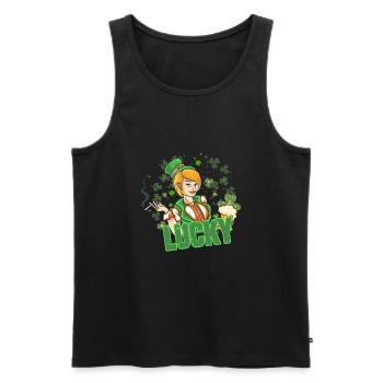 St Paddy’s St Patricksday St Patrick Day - Débardeur bio Premium Homme - noir - Devant - AI Model Male 178 light (178cm)