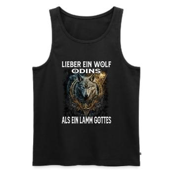 Lieber ein Wolf odins als ein Lamm Gottes - Männer Premium Bio Tank Top - Schwarz - Vorne - Michal (187cm)