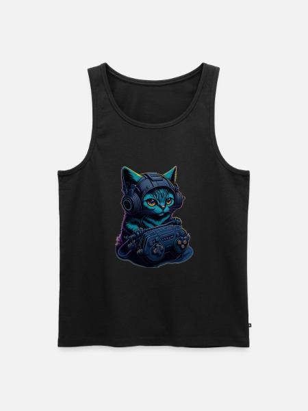 Chat de jeu - Débardeur bio Premium Homme - noir