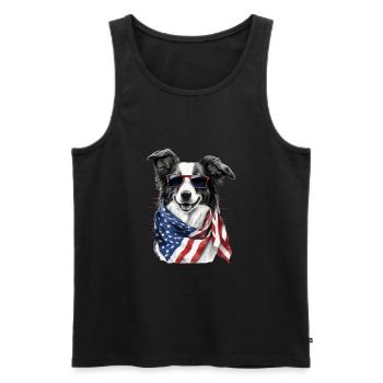Patriotic Border Collie Drapeau américain - Débardeur bio Premium Homme - noir - Devant - Michal (187cm)