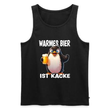 La bière chaude est caca drôle de pingouin - Débardeur bio Premium Homme - noir - Devant - AI Model Male 178 light (178cm)
