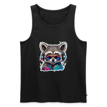 Raccoon With Headphones Graffiti Art - Men's Premium Organic Tank Top - black - Front - AI Model Male 178 light (178cm)