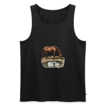Pferd Am Wasserloch Reflektion Natur - Männer Premium Bio Tank Top - Schwarz - Vorne - AI Model Male 178 light (178cm)