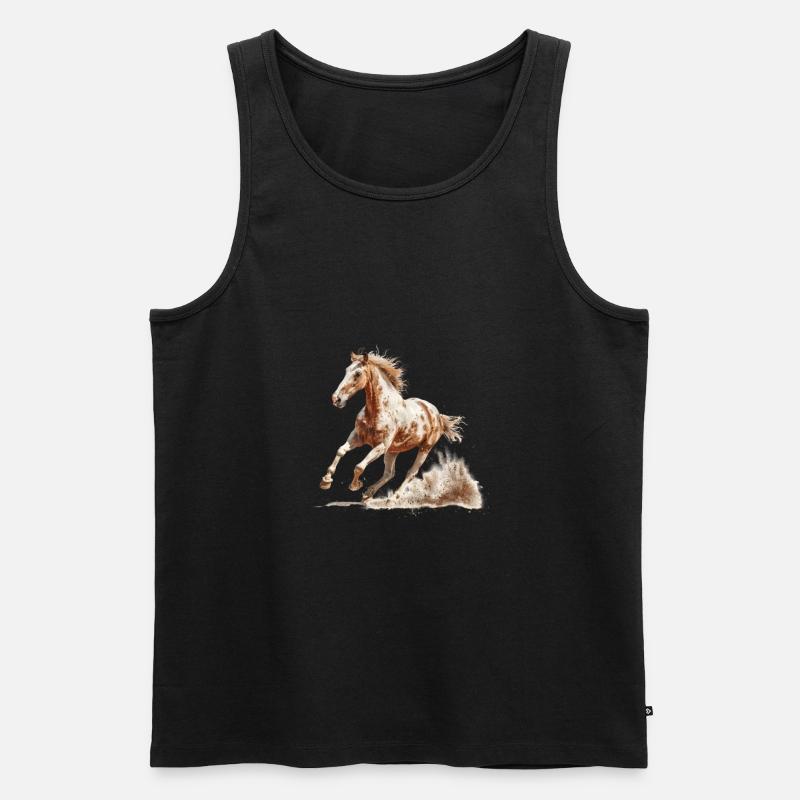 Dynamischer Galopp Brauner Pferd - Männer Premium Bio Tank Top - Schwarz