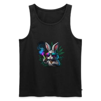 Cooler Hase Mit Sonnenbrille Und Rauch - Männer Premium Bio Tank Top - Schwarz - Vorne - Michal (187cm)