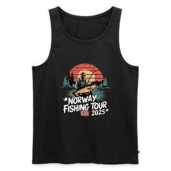 Voyage de pêche en Norvège 2025 - Débardeur bio Premium Homme - noir - Devant - AI Model Male 178 light (178cm)
