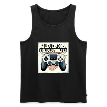 Manette de jeu déverrouillée de niveau 30 - Débardeur bio Premium Homme - noir - Devant - AI Model Male 178 light (178cm)
