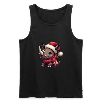 Cute rhinoceros with Christmas hat and - Men's Premium Organic Tank Top - black - Front - Michal (187cm)