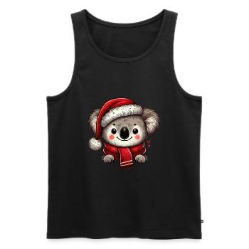 Cuddly Christmas koala with red scarf and - Men's Premium Organic Tank Top - black - Front - AI Model Male 178 light (178cm)