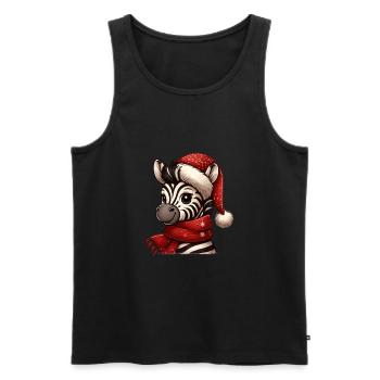 Niedliches Zebra Mit Weihnachtshut - Männer Premium Bio Tank Top - Schwarz - Vorne - AI Model Male 178 light (178cm)