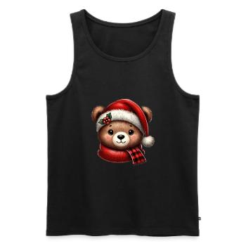 Mignon ours de Noël avec écharpe et chapeau de Noël - Débardeur bio Premium Homme - noir - Devant - AI Model Male 178 light (178cm)