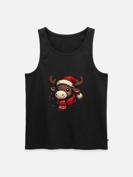 Cute Reindeer with Santa Hat - Men's Premium Organic Tank Top - black